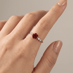 Silver Rose Diamond Ring — (Adjustable)