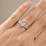 Silver Round Diamond Pave Solitaire Ring — (Adjustable)