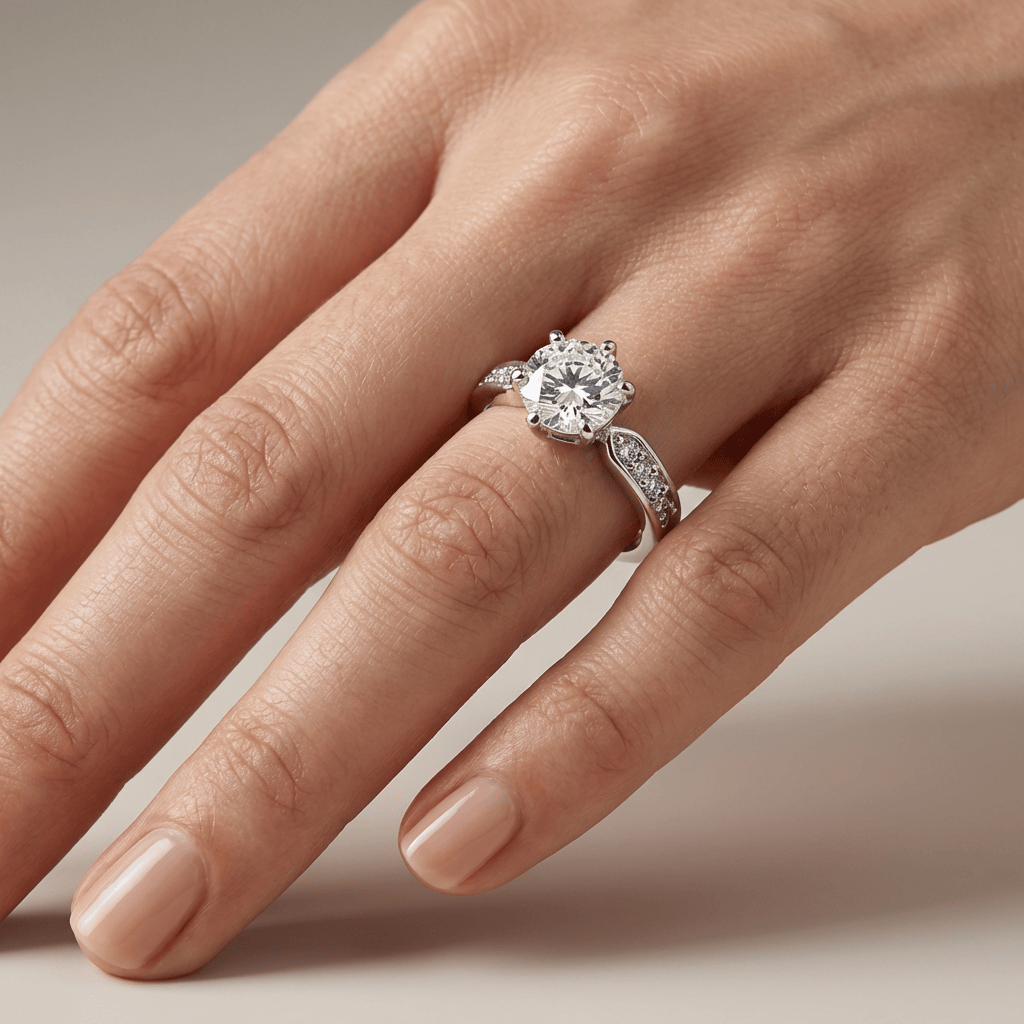 Rose Gold Round Diamond Pave Ring — (Adjustable)