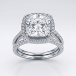 Silver Square Zirconia Halo Ring