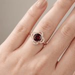 Gold Ruby Diamond Halo Ring