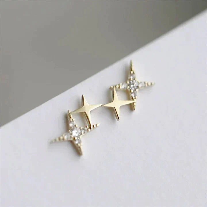Star Earrings with Zirconia in Gold