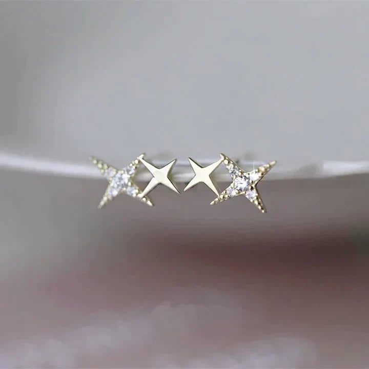 Star Earrings with Zirconia in Gold