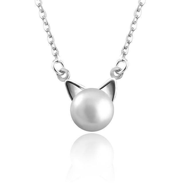 Pearl Cat Necklace with Matching Earrings & Ring