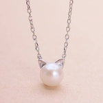 Beautiful Pearl Cat Necklace with Matching Earrings + Ring