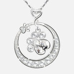925 Sterling Silver Paw Print Necklace with Cubic Zirconia