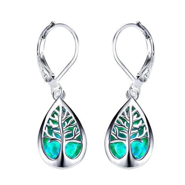 Tree des Levens Earrings in Opal & Silver