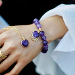 Vibrant Amethyst Heart Charm Bracelet