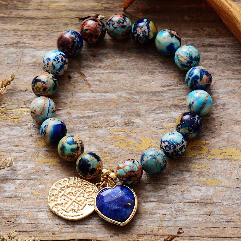 Vibrant Amethyst Heart Charm Bracelet