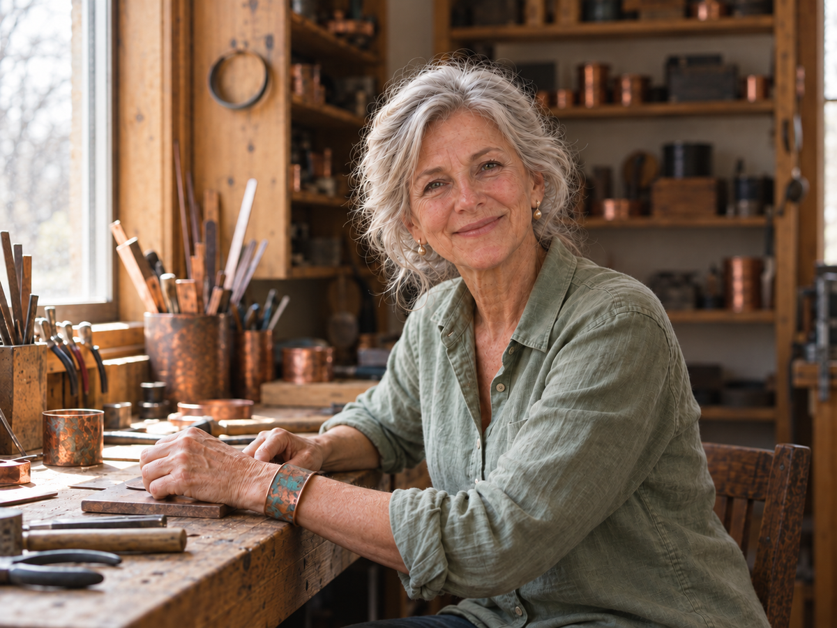Susan’s Jewelry copper collection workshop portrait