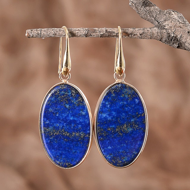 Ovale Lapis Lazuli Drop Earrings