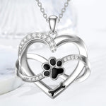 Infinity Heart & Paw 925 Sterling Silver Pendant with Zirconia