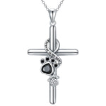 925 Sterling Silver Paw & Cross Pendant